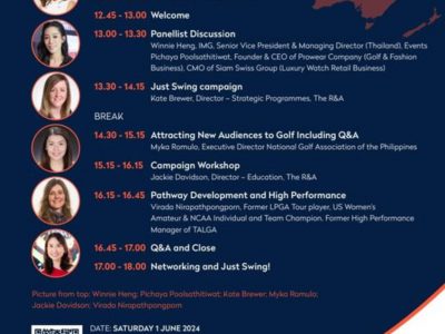 ขอเชิญร่วมงานสัมมนา The R&A Women in Golf Forum — Growing Golf in Asia